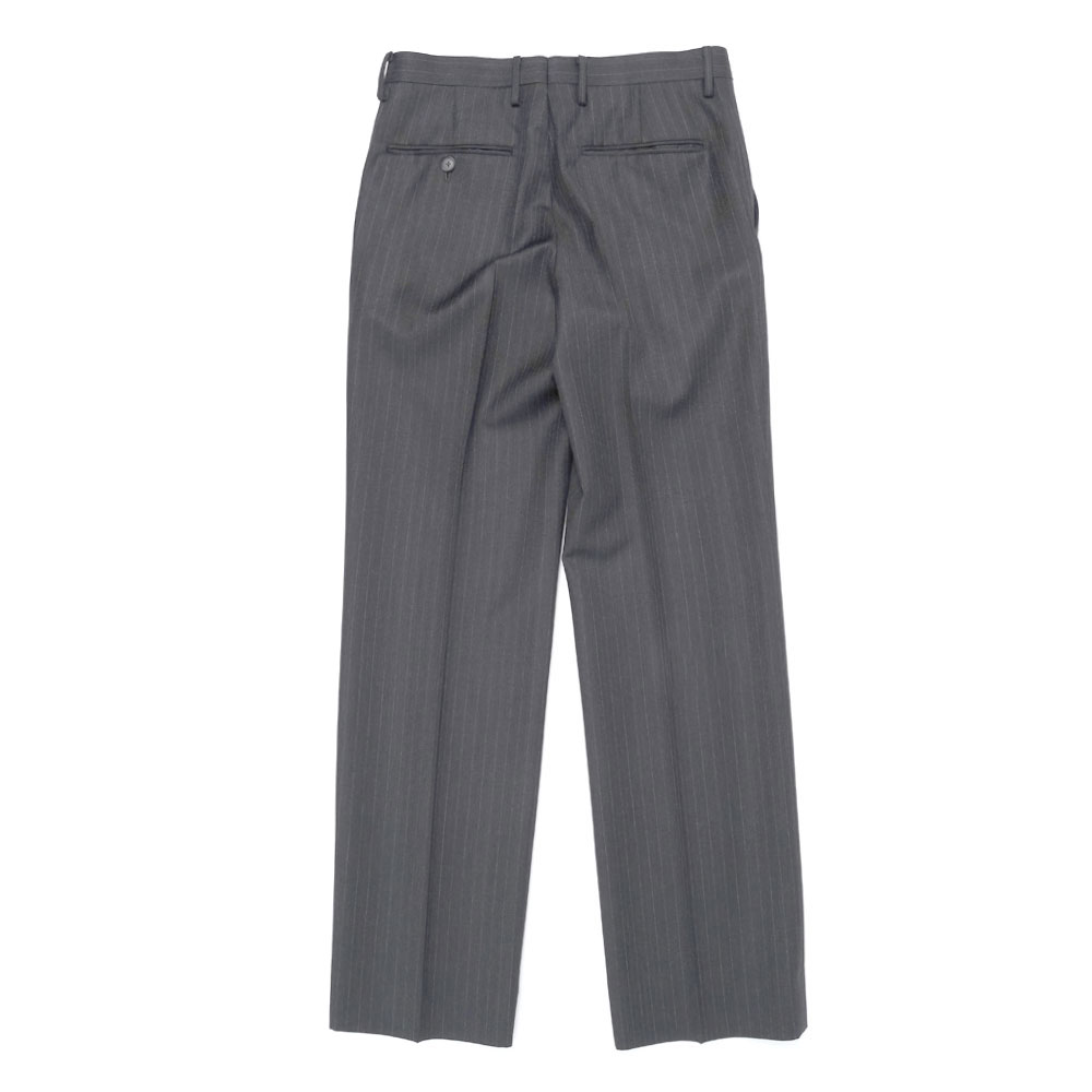 JKPT STORE / BLUEFACED WOOL NARROW SLACKS CHARCOAL NAVY STRIPE