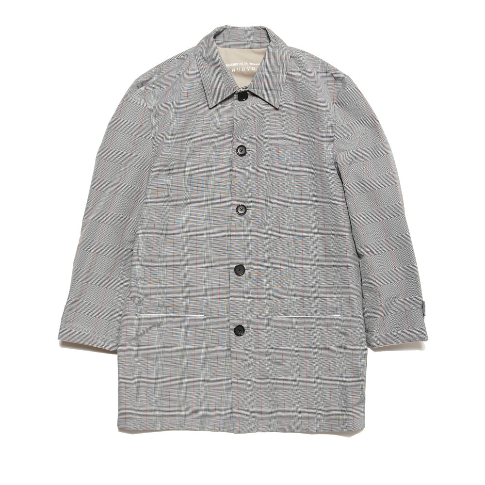 REVERSIBLE POLYESTER CAR COAT PACC9J003 BEIGE GREY CHECK