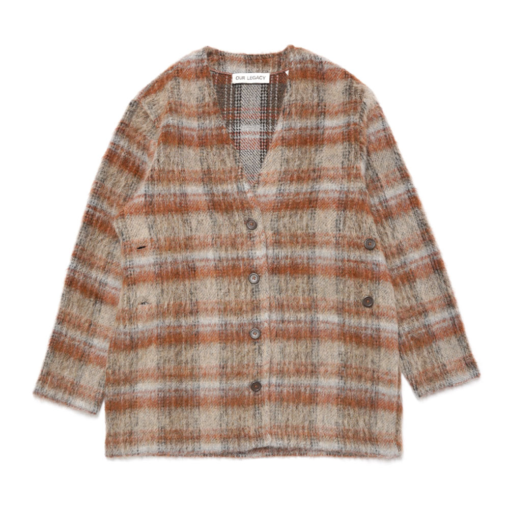 MID LINE CARDIGAN AMENT CHECK MOHAIR