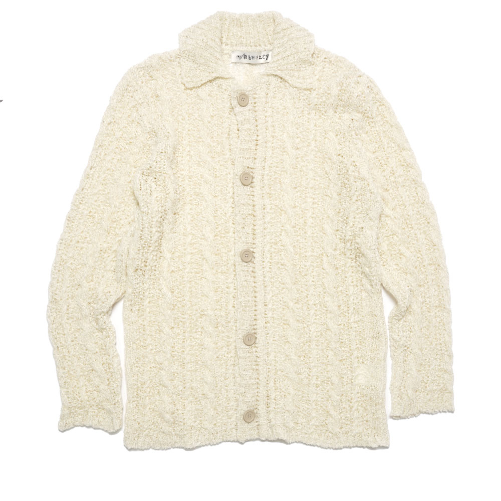 BIG CARDIGAN WHITE SHEER CABLE _