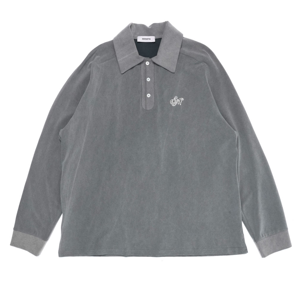 GREY LONG SLEEVE POLO TOP GREY