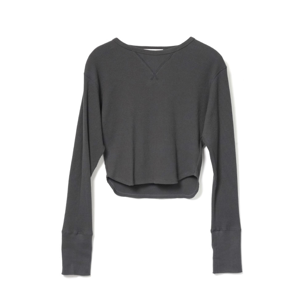 WAFFLE CROPPED TOP CHARCOAL