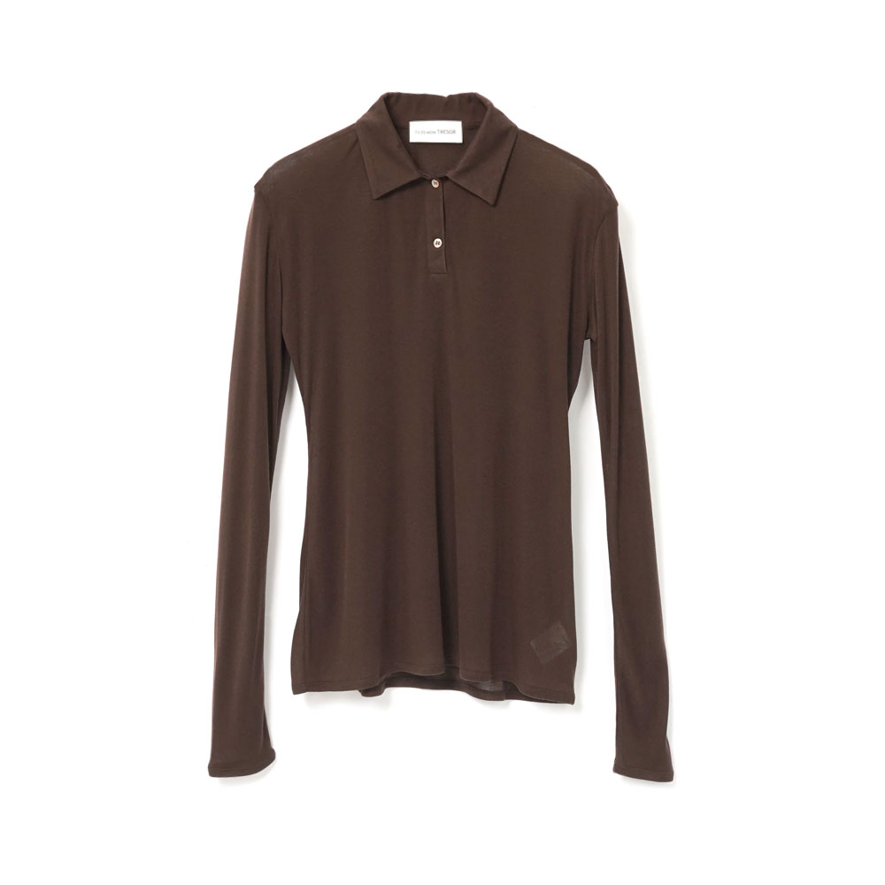 LONG SLEEVE POLO SHIRT BROWN
