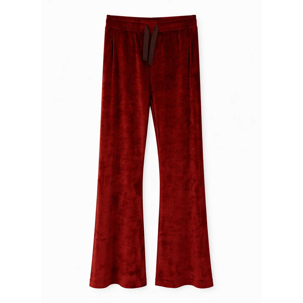 VELVET FLARED PANTS DARK RUST
