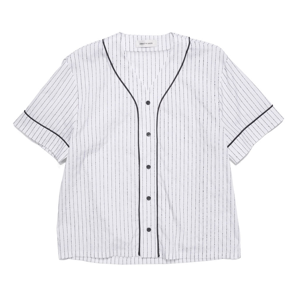 BASEBALL SHIRT WHITE & BLACK PIN STRIPE