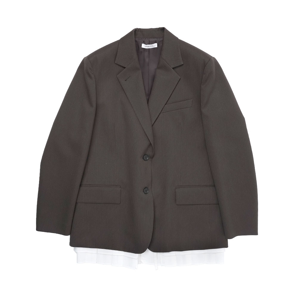 DUCHESS GABA WOOL/DETACHABLE DETAIL JACKET CHOCOLATE BROWN STRIPE