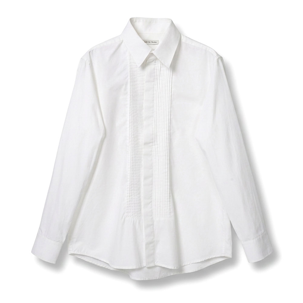 PLEATED TUXED SHIRT BONE