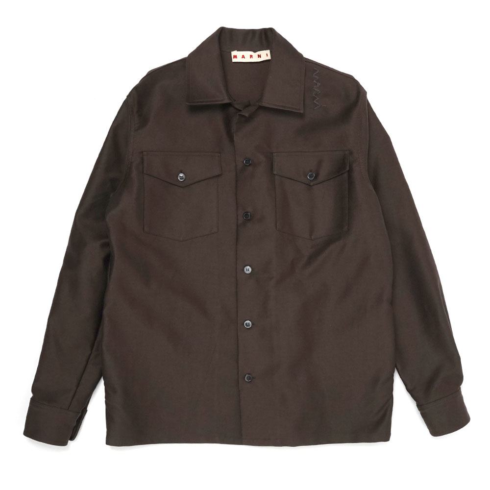 BROWN ORGANIC COTTON SATIN SHIRT MOCA