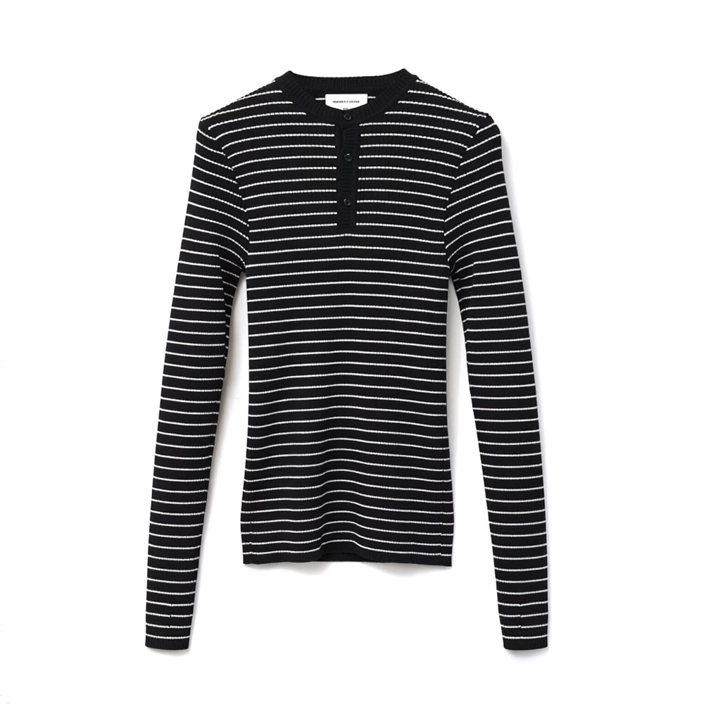 STRIPED HENLEY BLACK&WHITE