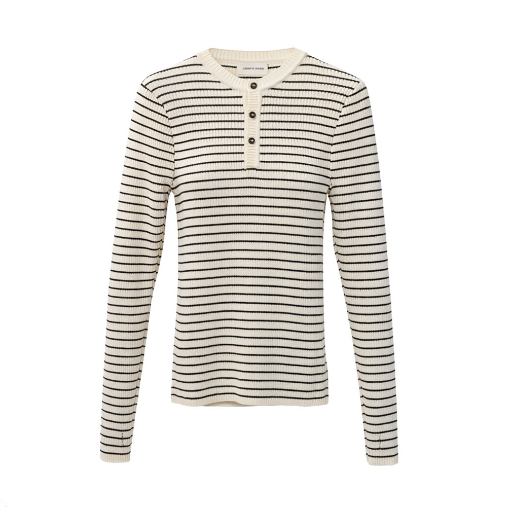 STRIPED HENLEY WHITE&BLACK