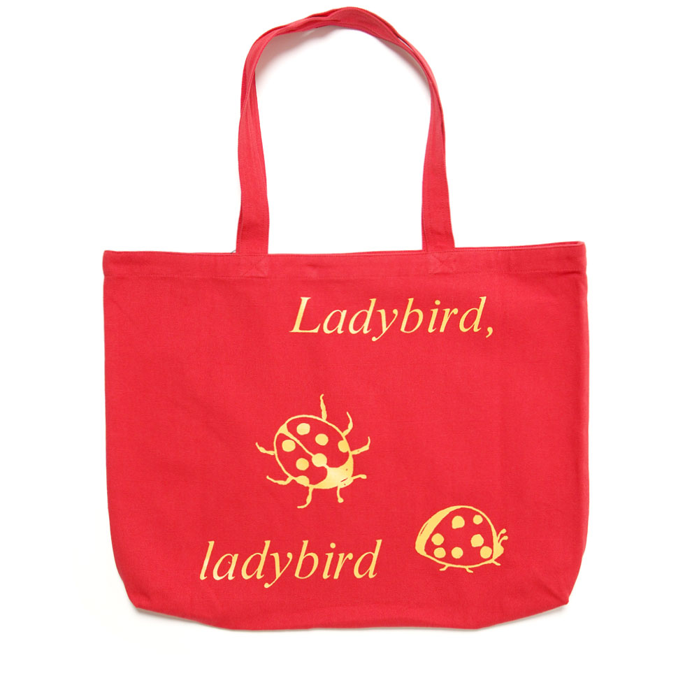 A POSITIVE MESSAGE by P.A.M. + Cali Thornhill DeWitt LOVE IS GREAT TOTE LADY BUG RED
