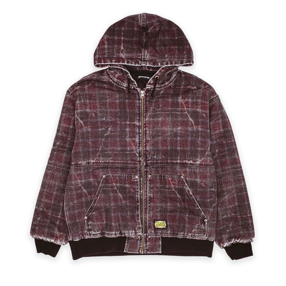 DISTRESSED PLAID KO WORK JACKET MAROON/PLAID