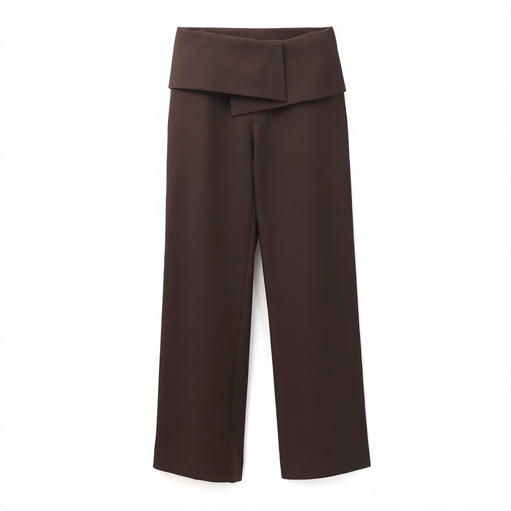 BLAKE FOLD OVER PANT BROWN HERRINGBONE
