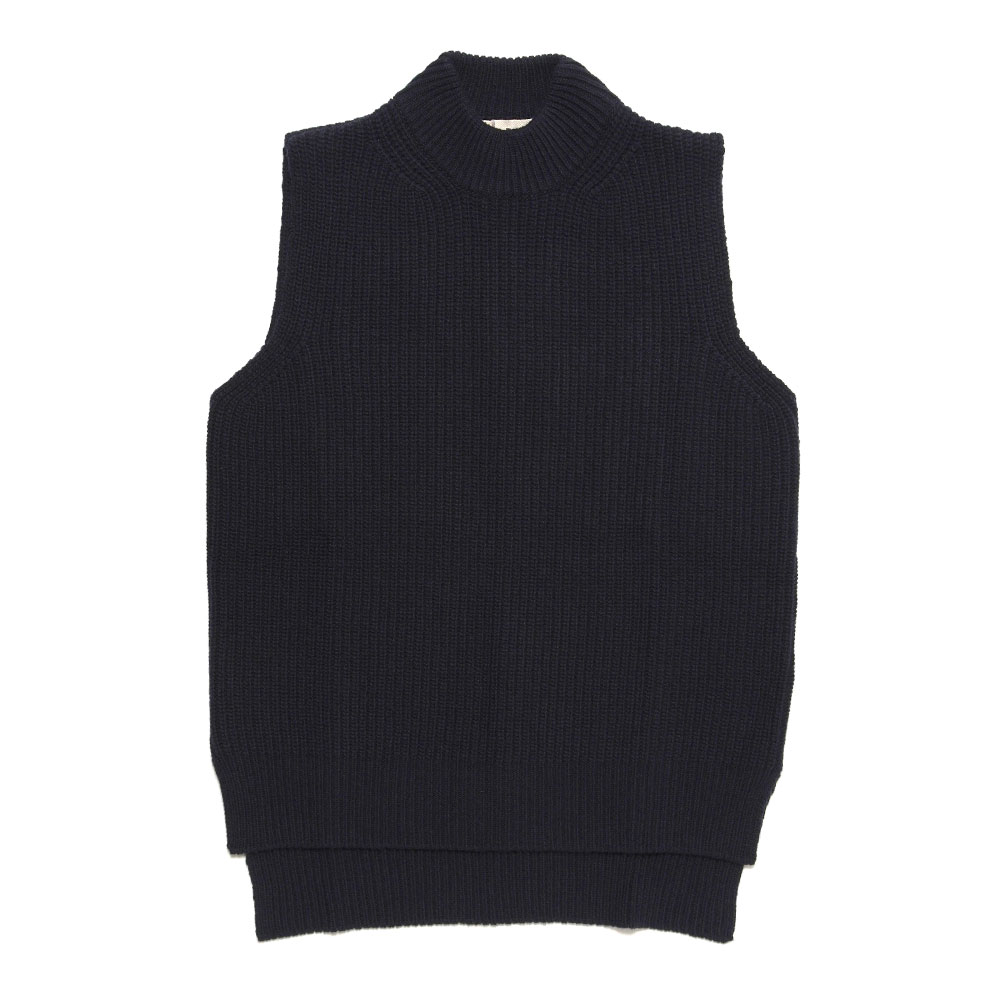 JKPT STORE / STRIPED WOOL & MOHAIR SWEATER with RAW EDGE BISCUIT/NAVY