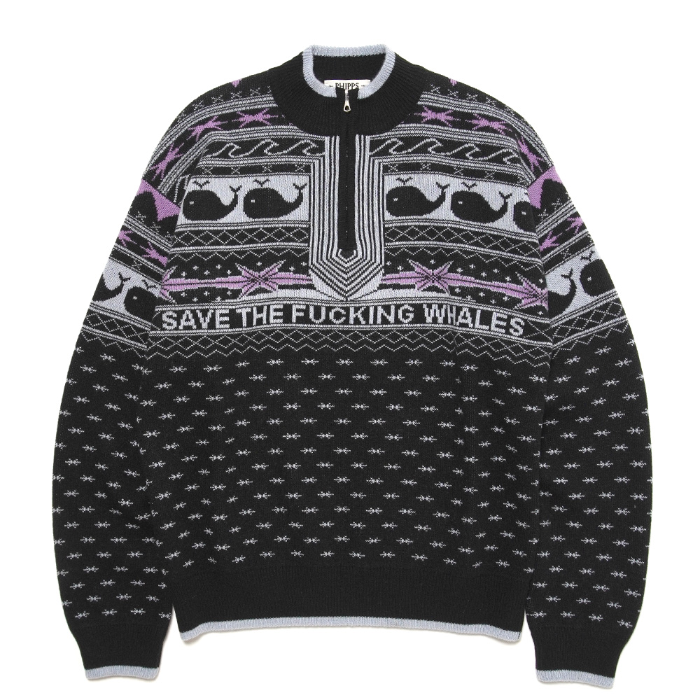 SAVE THE WHALES SWEATER BLACK