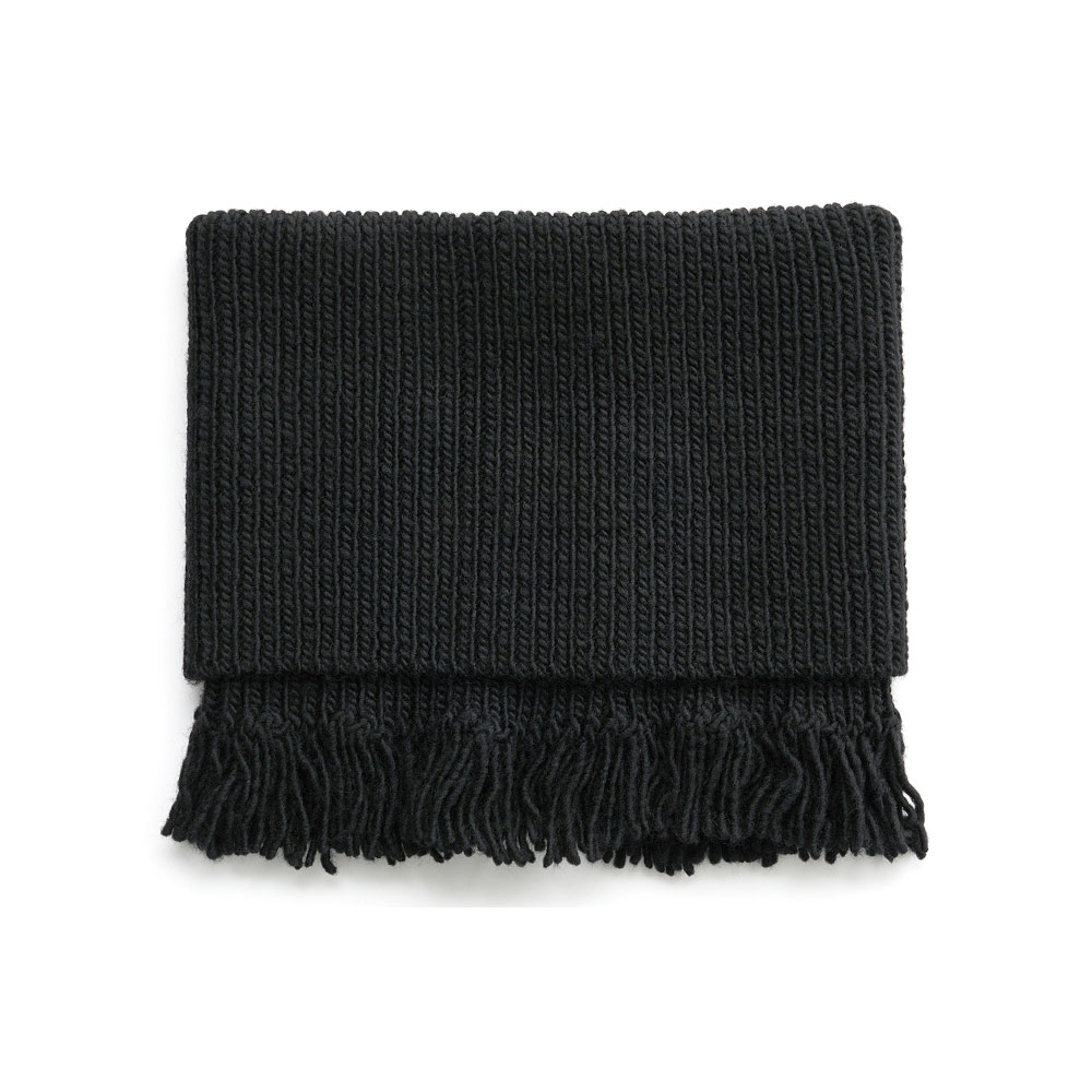 FUNNEL SNOOD BLACK FISHERMAN WOOL