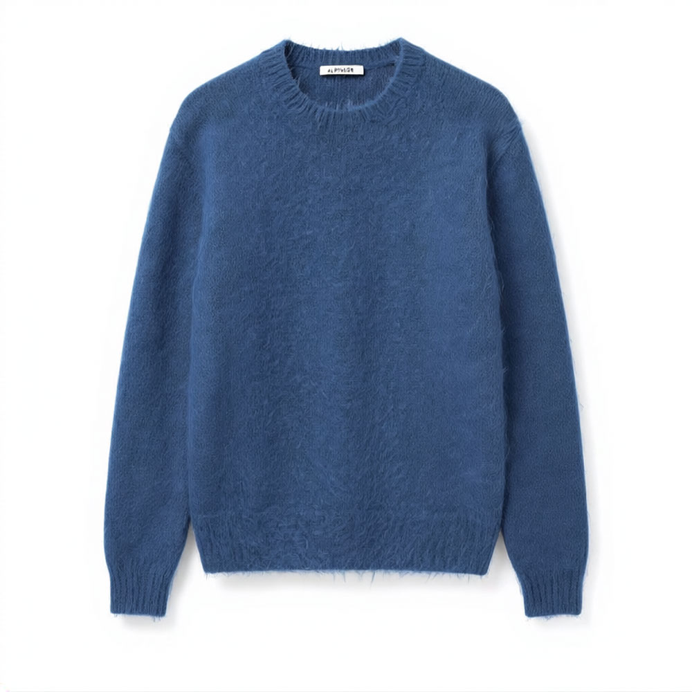 BRUSHED SUPER KID MOHAIR KNIT P/O A26AP02KM LIGHT NAVY