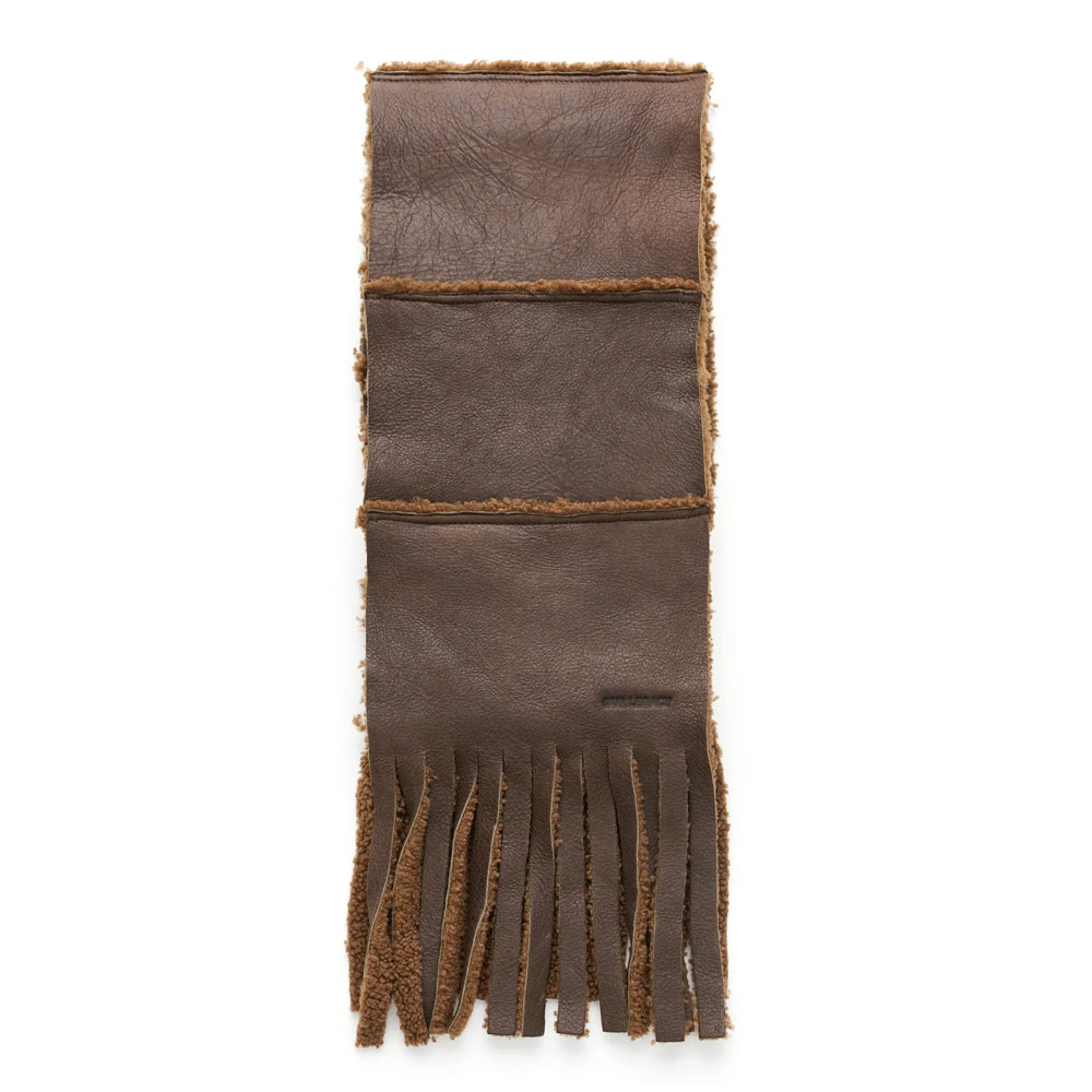 SHEARLING SCARF RUSTIC GRAIN BROWN SHEARLING