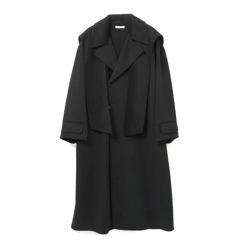 DOUBLE FACE WOOL CASHMERE LONG CAPE COAT BLACK