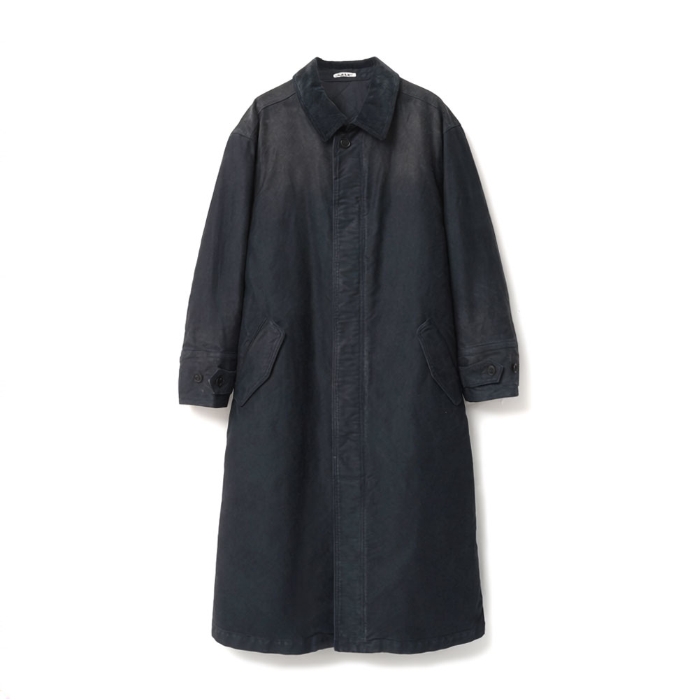 GARMENT-DYED ORGANIC COTTON HEAVY MOLESKIN COAT A26AC01HM FADED BLACK