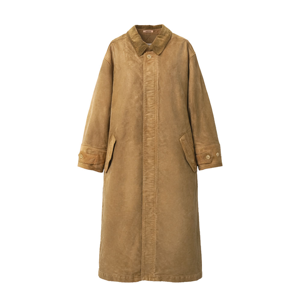 GARMENT-DYED ORGANIC COTTON HEAVY MOLESKIN COAT A26AC01HM FADED BROWN
