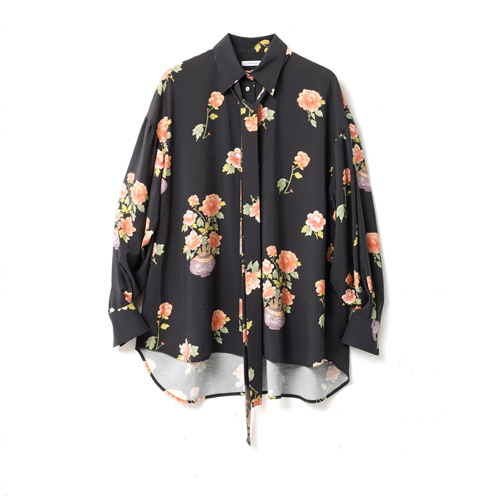 MORANDO SE NY PRINT BOWTIE SHIRT BLACK FLOWER
