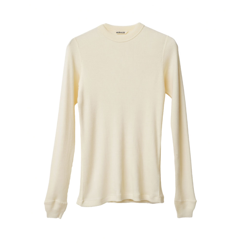 WOOL SILK SOFT RIB L/S TEE A26AP01WR IVORY