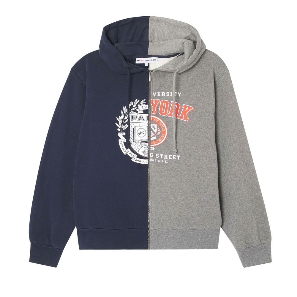 A.P.C. x MARC JACOBS. THE SPLIT CREST ZIP-UP HOODIE