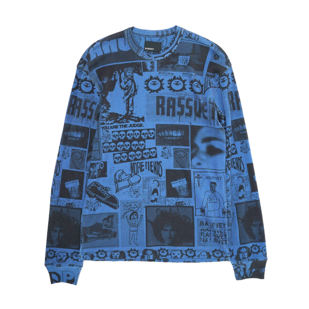 COLLAGE WAFFLE THERMAL L/S BLUE