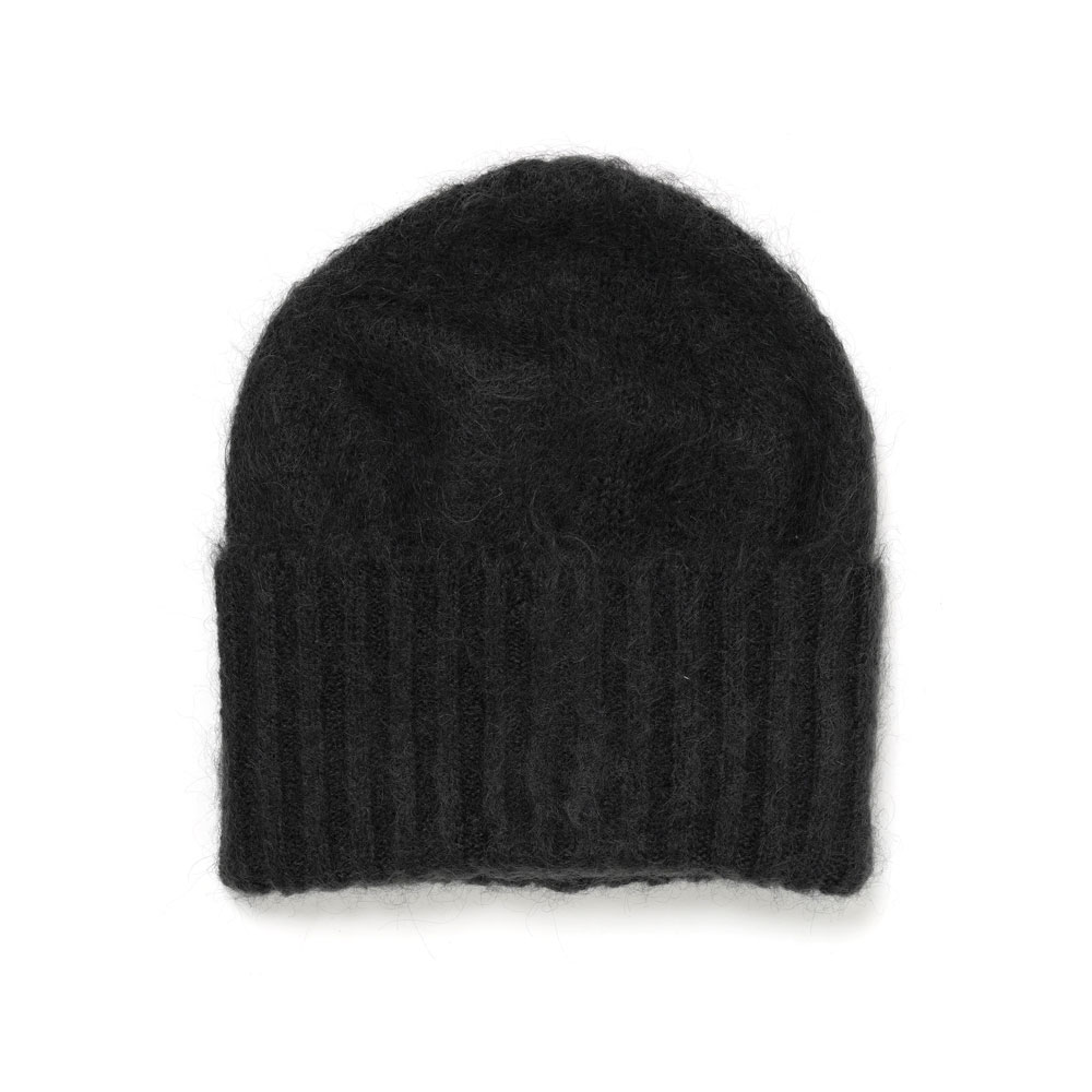 BRUSHED SUPER KID MOHAIR KNIT CAP A23AC08KM INK BLACK