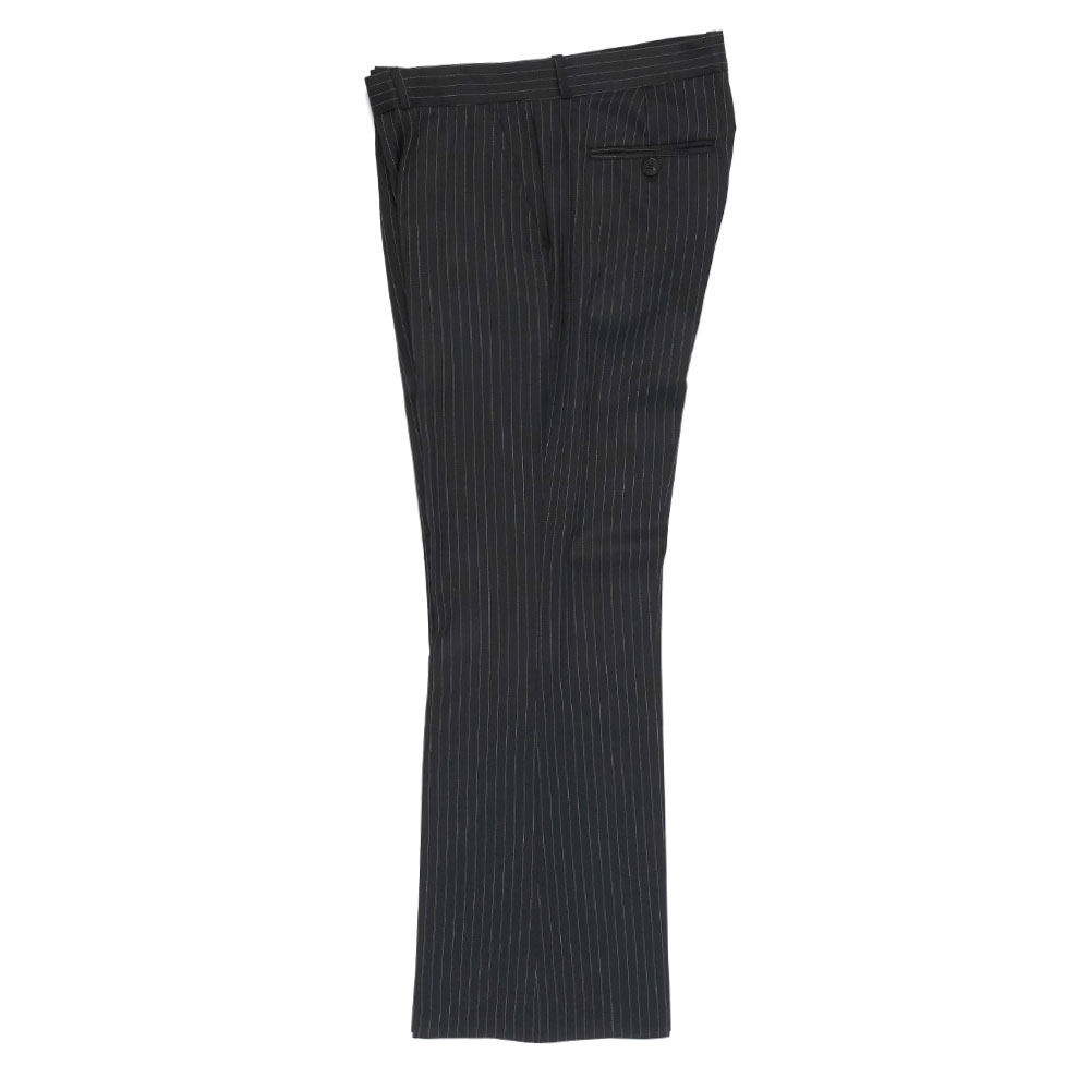 LOOSE FIT FLARE TROUSERS SKINNY BLACK & WHITE PIN STRIPE