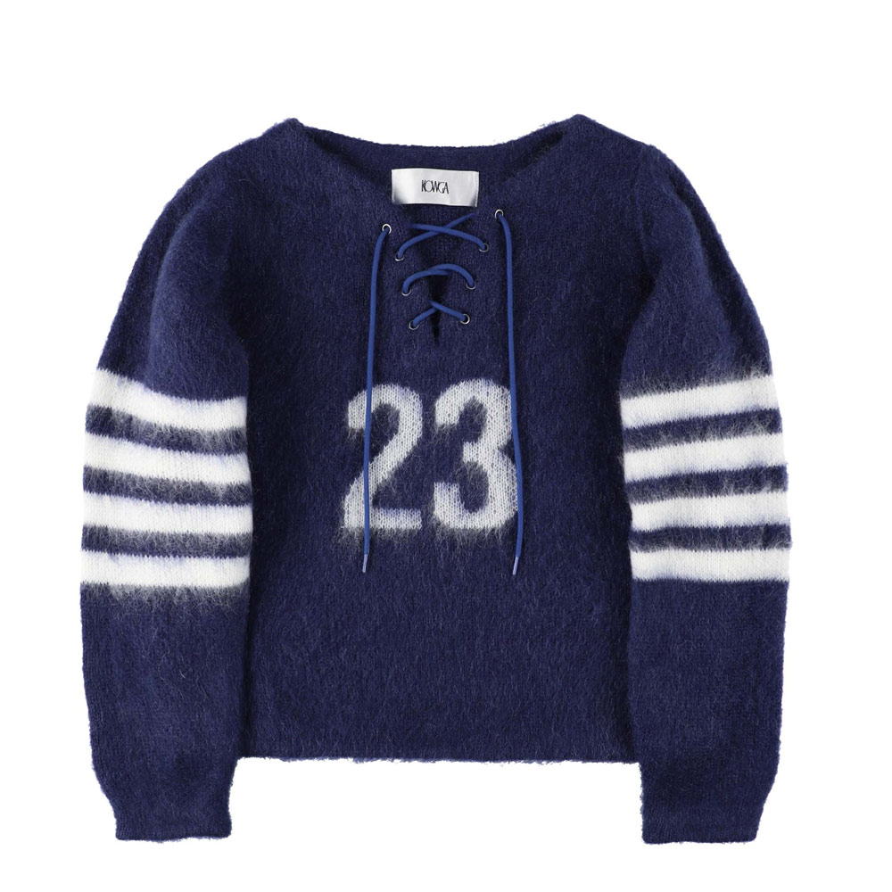 FOOT BALL MOHAIR KNIT NAVY