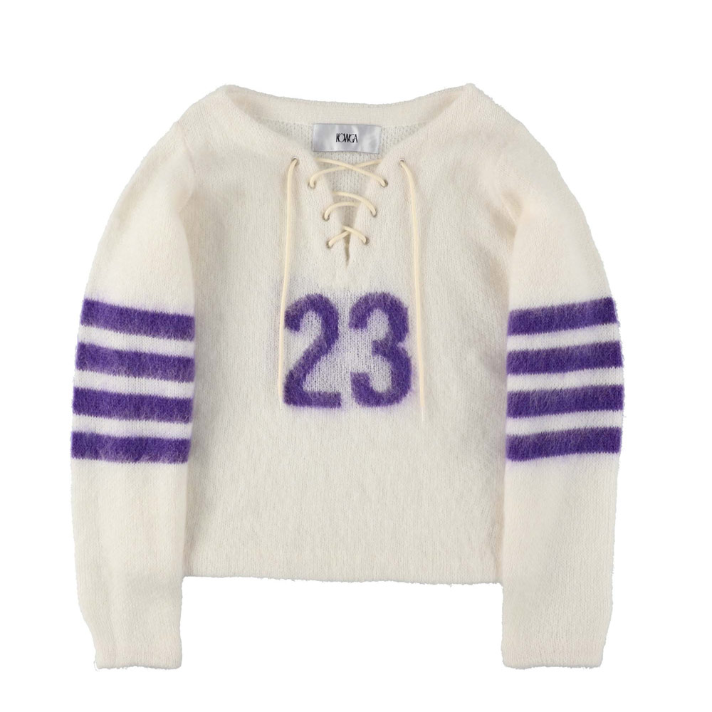 FOOT BALL MOHAIR KNIT WHITE