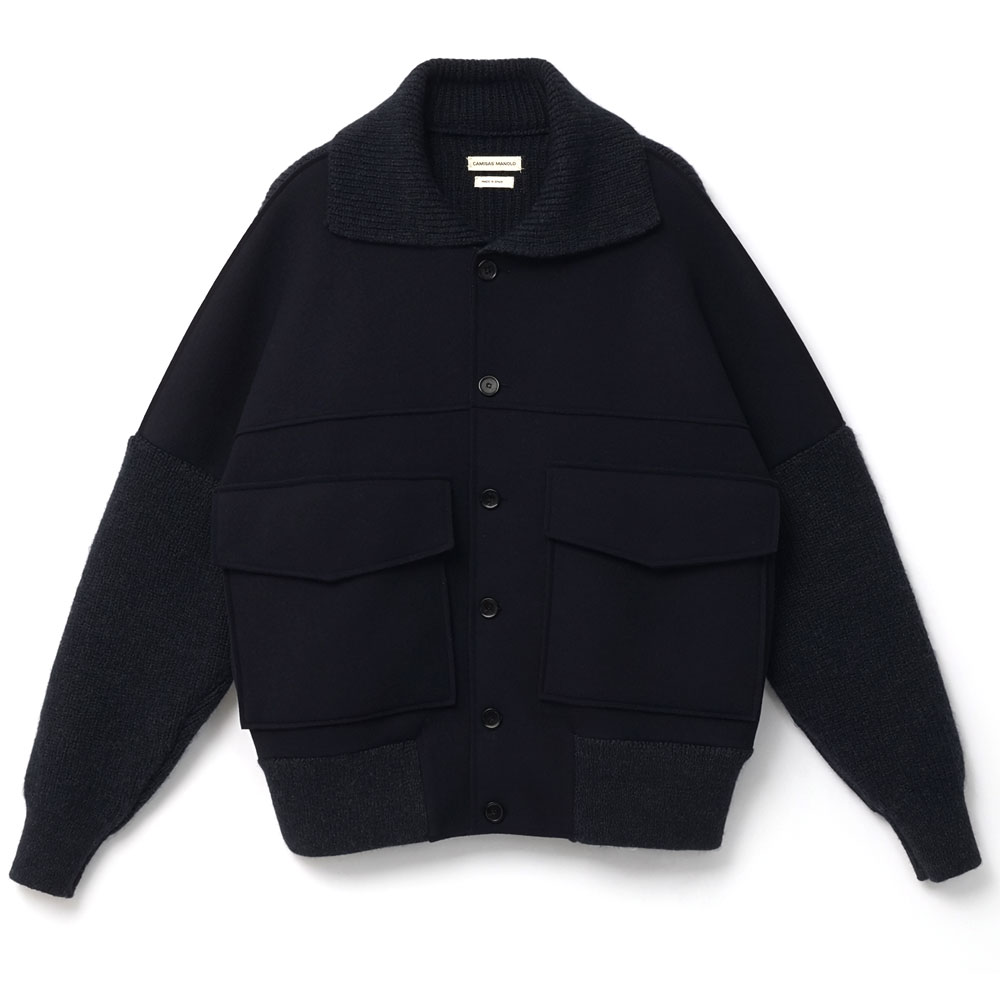 KNIT FELT JACKET BLUE