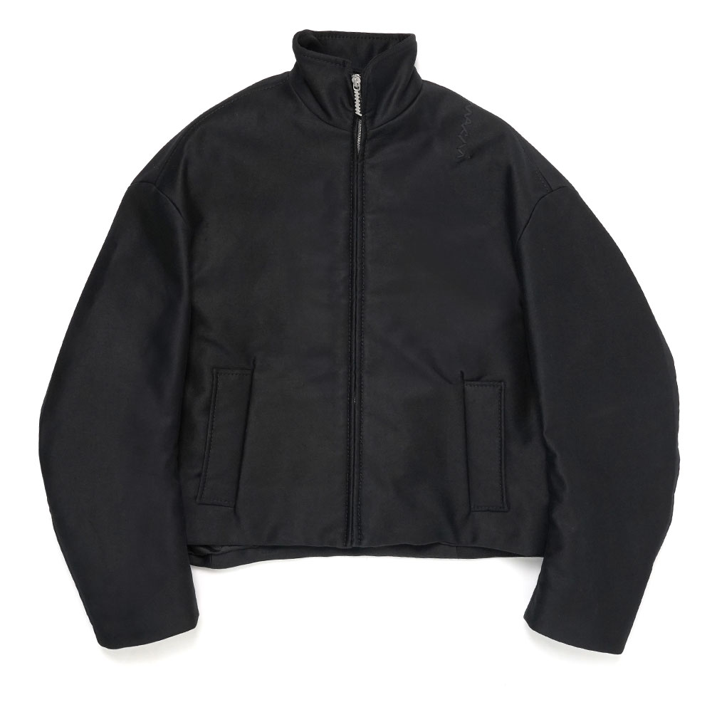 BLACK ORGANIC COTTON SATIN BOMBER BLOUSON BLACK