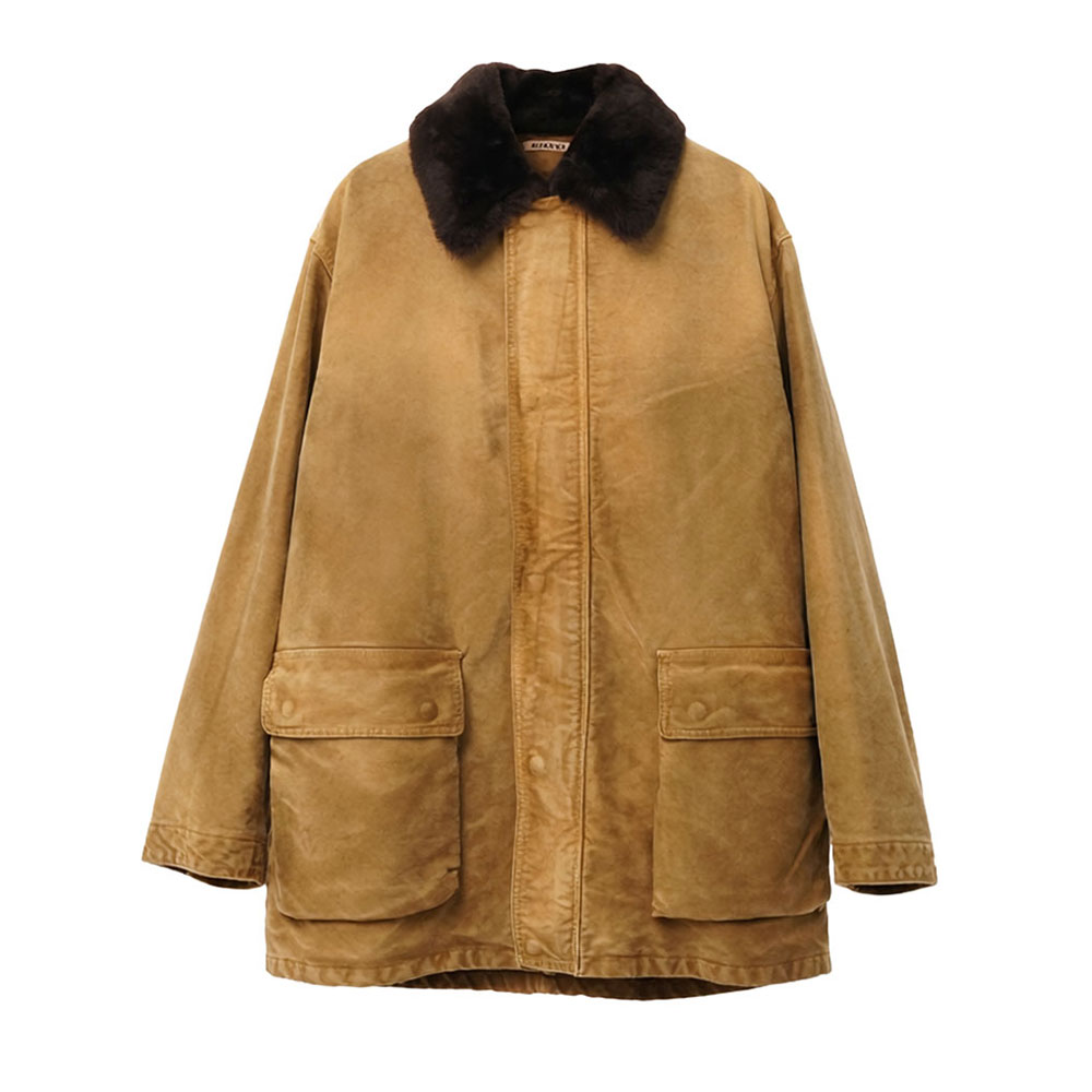 GARMENT-DYED ORGANIC COTTON HEAVY MOLESKIN BLOUSON A26AB05HM FADED BROWN