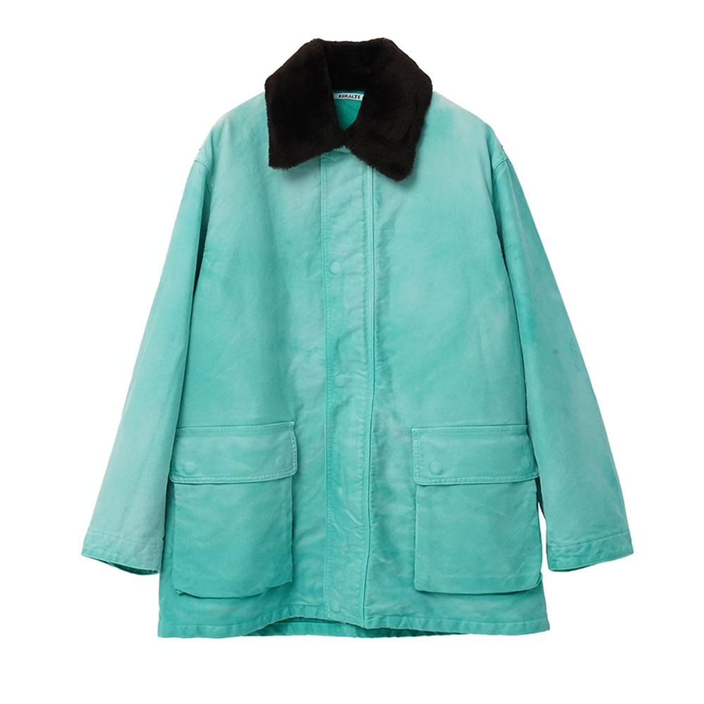 GARMENT-DYED ORGANIC COTTON HEAVY MOLESKIN BLOUSON A26AB05HM FADED AQUA GREEN