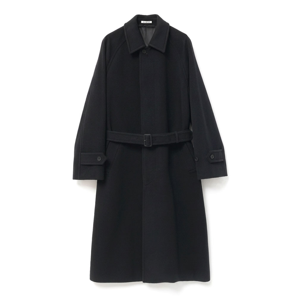 SUPER FINE WOOL MOSSER SOUTIEN COLLAR COAT A26AC01WM BLACK
