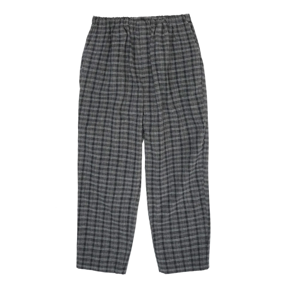 WASHABLE WOOL CHECK EASY PANTS GRAY