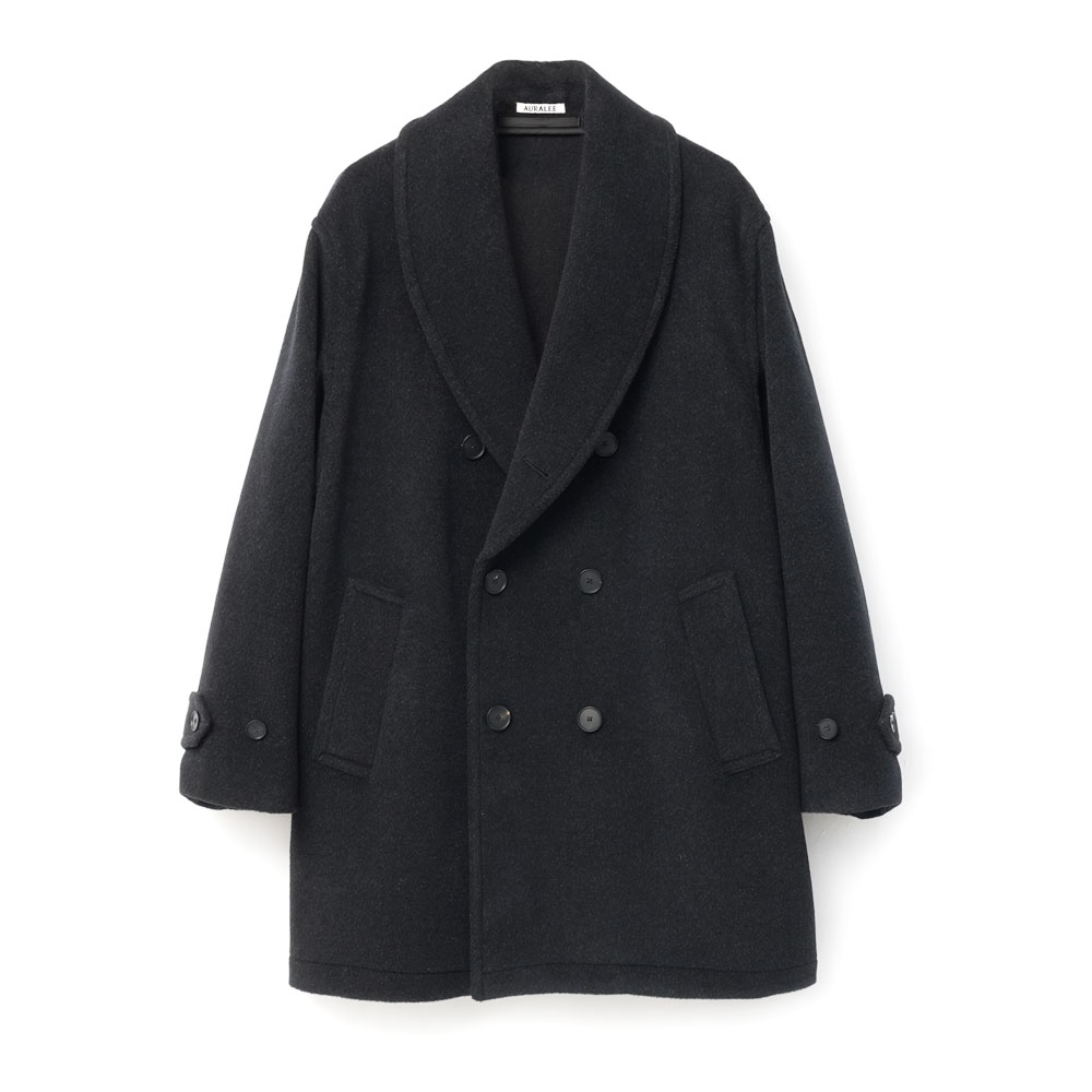 WOOL HERRINGBONE SHAWL COLLAR COAT A26AC02WH DARK CHARCOAL