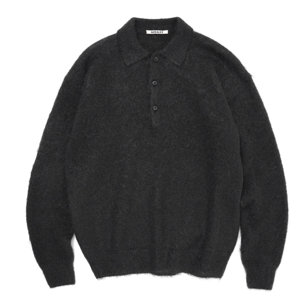 BRUSHED SUPER KID MOHAIR KNIT POLO A23AP03KM INK BLACK