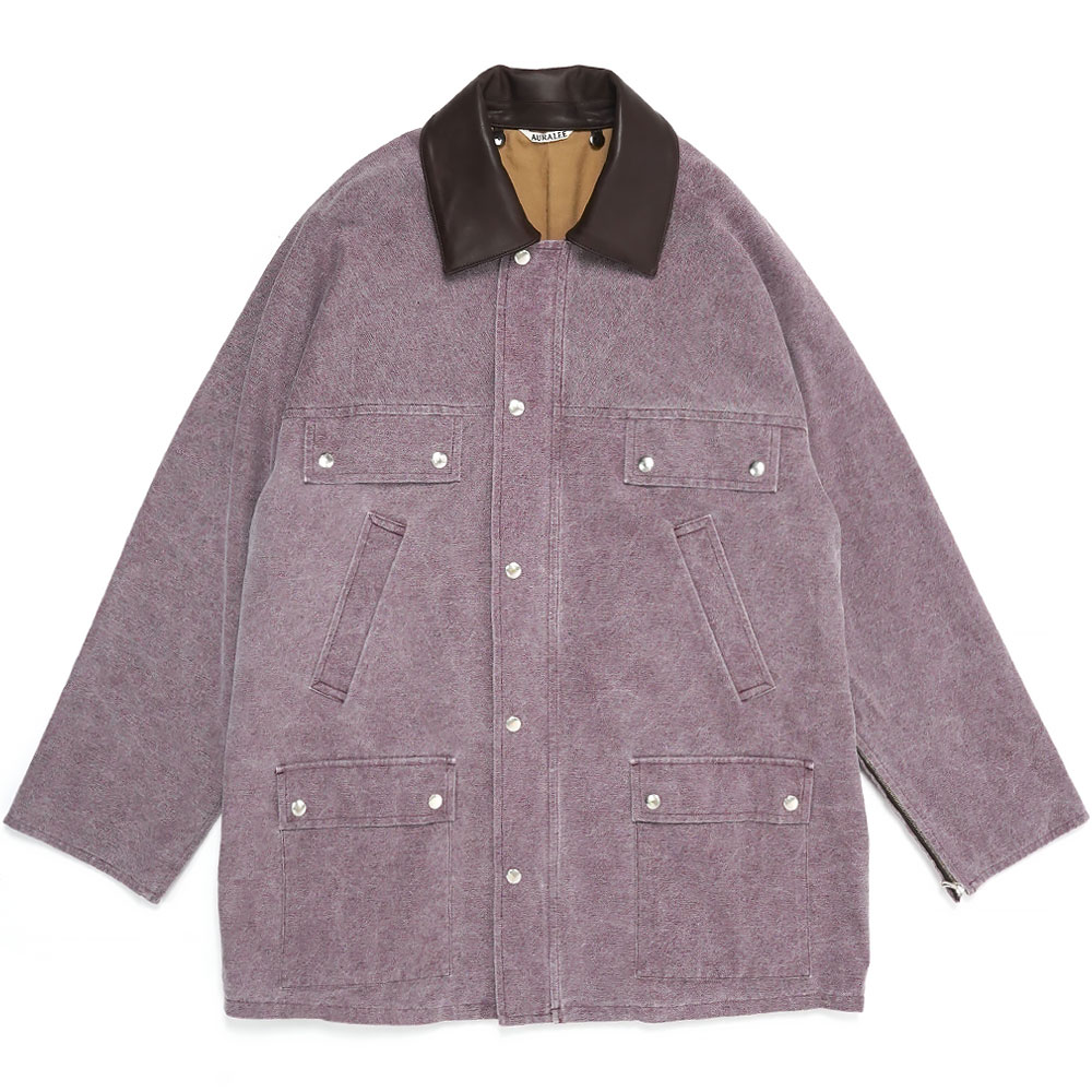 WASHED ORGANIC CANVAS HUNTING BLOUSON PURPLE