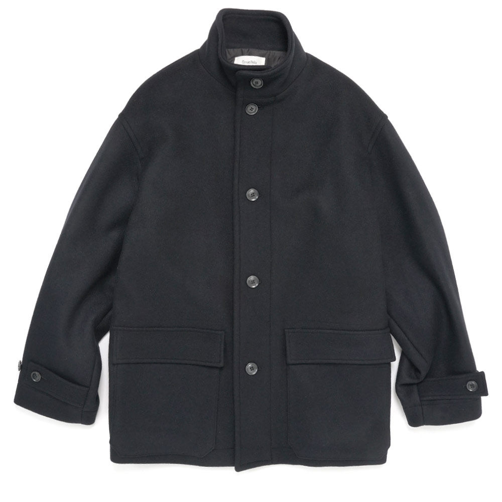 MELTON HALF COAT BLACK