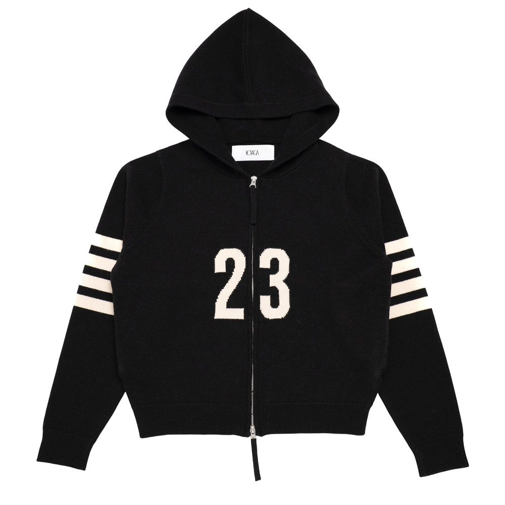 FOOTBALL KNIT HOODIE BLACK