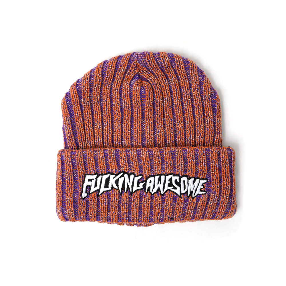 REFLECTIVE STRIPE BEANIE ORANGE