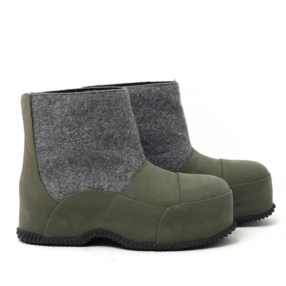FELT HIGH VULCANIZED RUBBER BOOT GREY GREEN MELANGE FELT