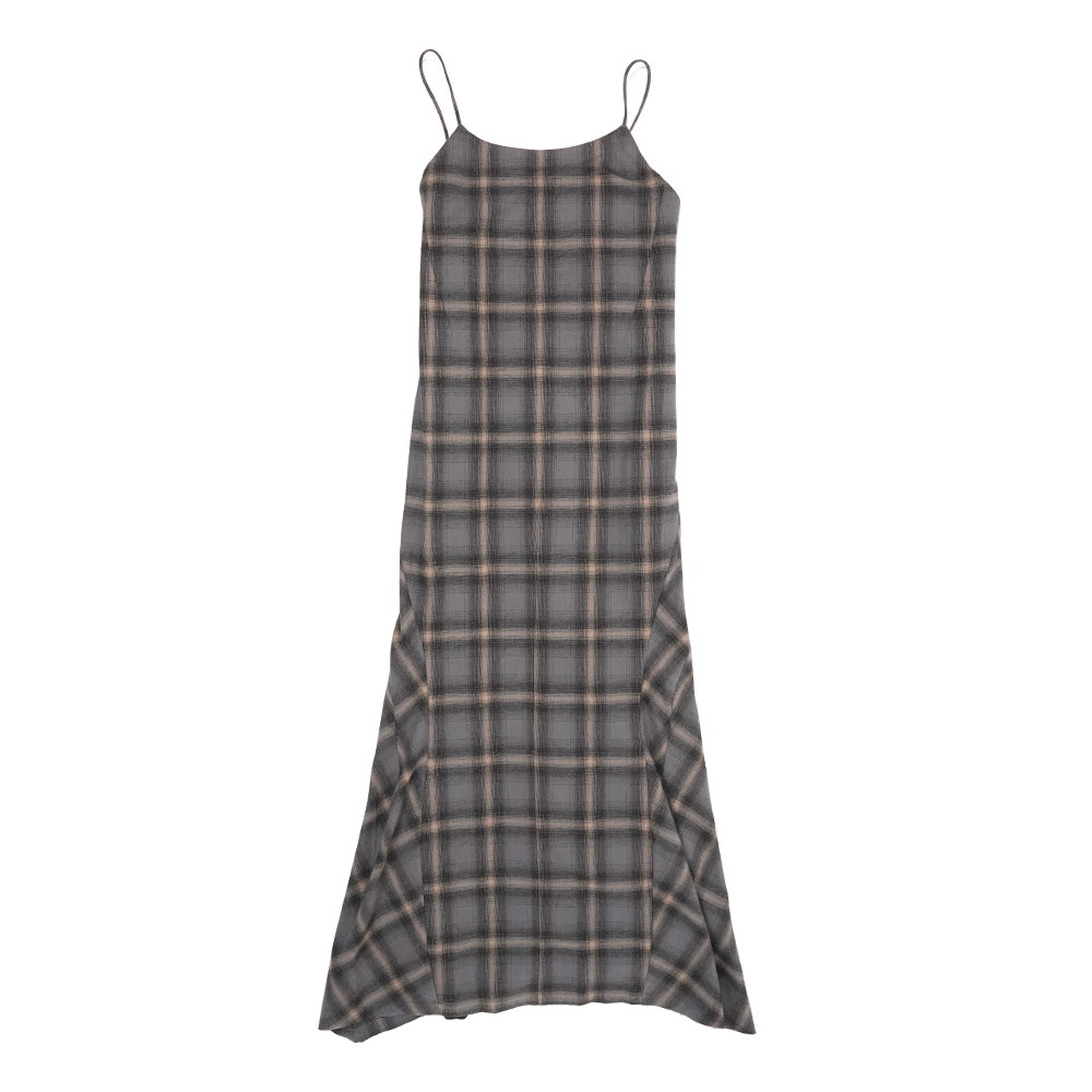 NAIAD DRESS OYSTER CHECK HAIRY FLANNEL