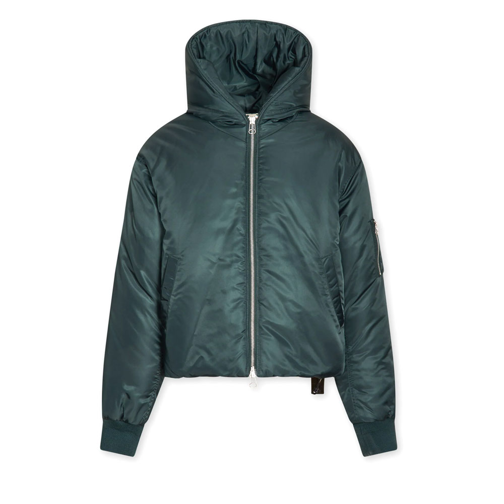 CROPPED HOOD BOMBER DARK GREEN