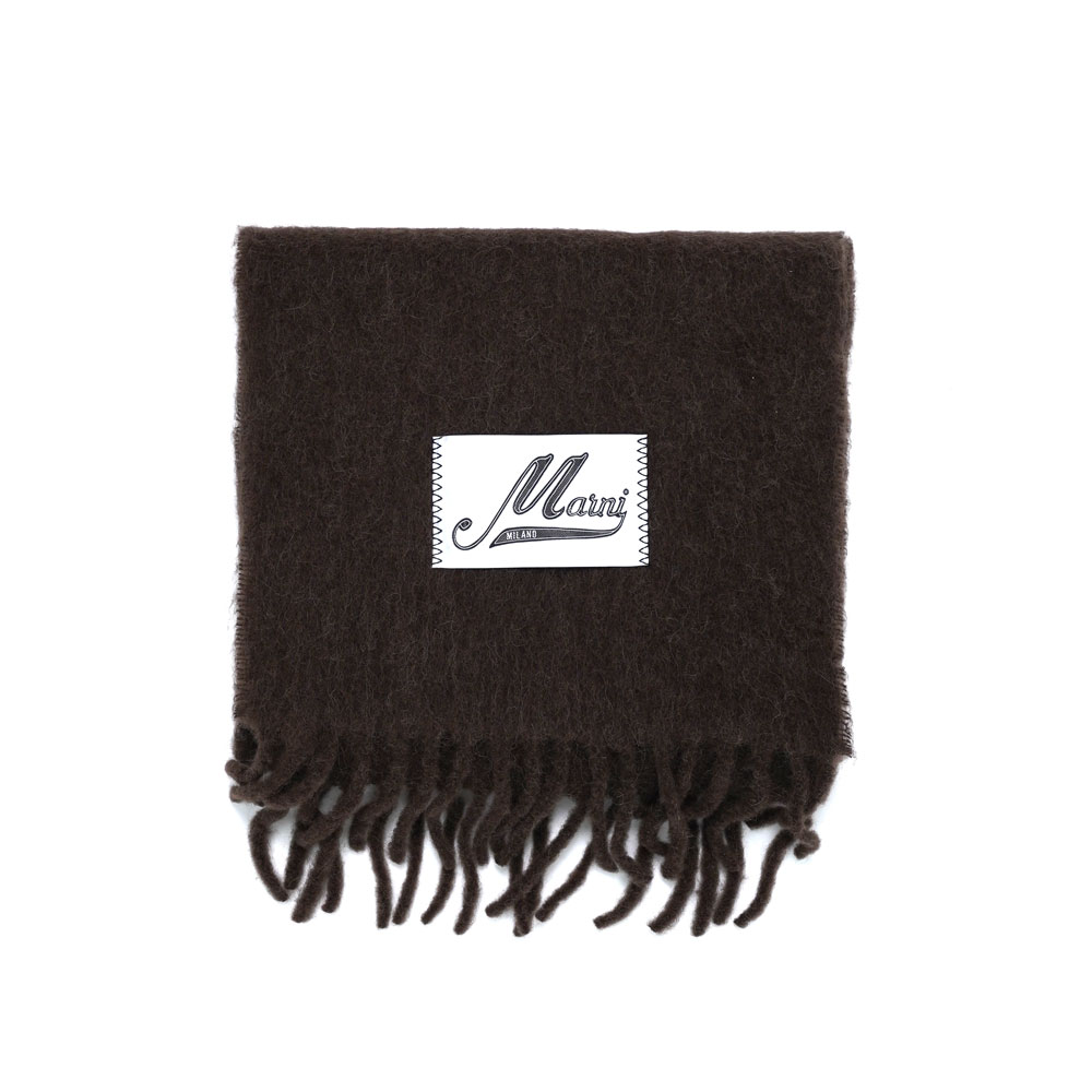 BRUSHED ALPACA SCARF WITH FRINGES MAROON