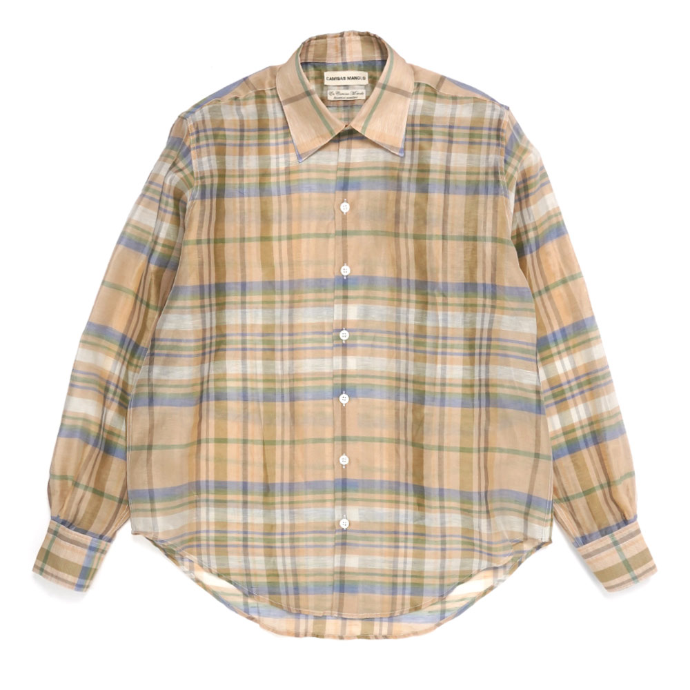 NORMAL SHIRT CAMEL BLUE/GREEN/WHITE CHECKS